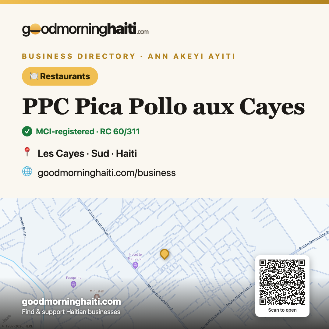 PPC Pica Pollo aux Cayes — Restaurantes in Les Cayes, Haiti — Good Morning Haiti business card